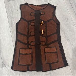 Brown Suede Vest with Toggle Closures